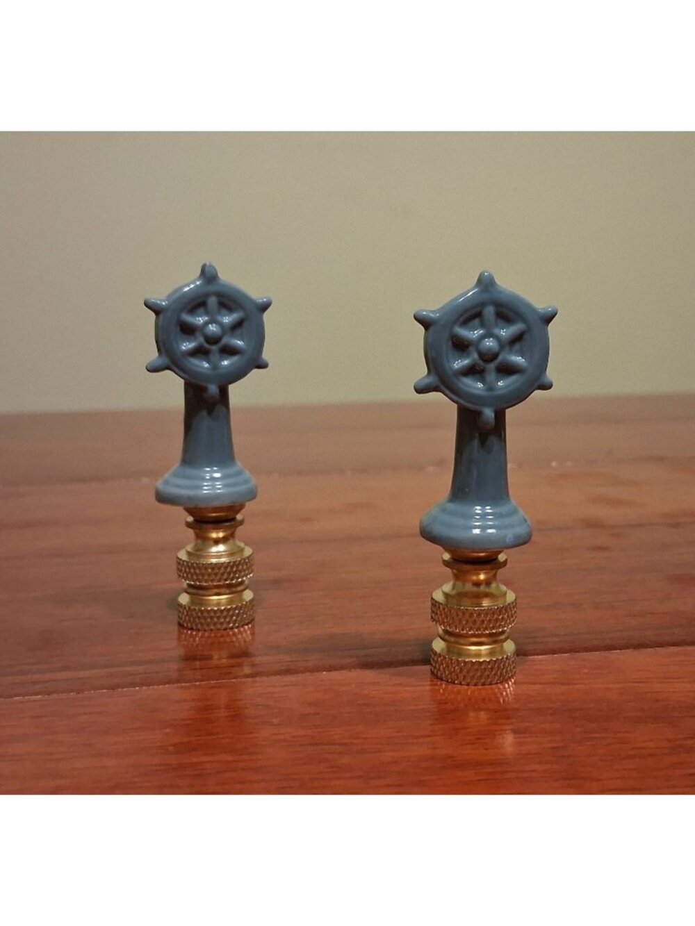Captains Wheel Lamp Finial Shade Topper Coastal Beach House Nautical Vintage Set